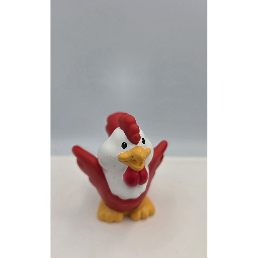 1997 Fisher Price Little People Farm Rooster Red White Chicken Hen Nativity Barn
